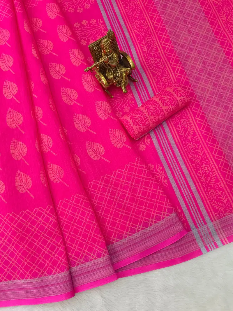 VK 4261 Linen Silver Jari Patta Digital Printed Sarees Wholesale Price In Surat